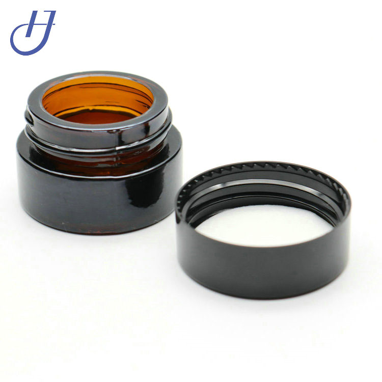 Amber Glass 5 ml 1/6 oz Small Thick Wall Round Jars Vials Pot Cosmetic Bottle Face Cream Containers With Black Lids