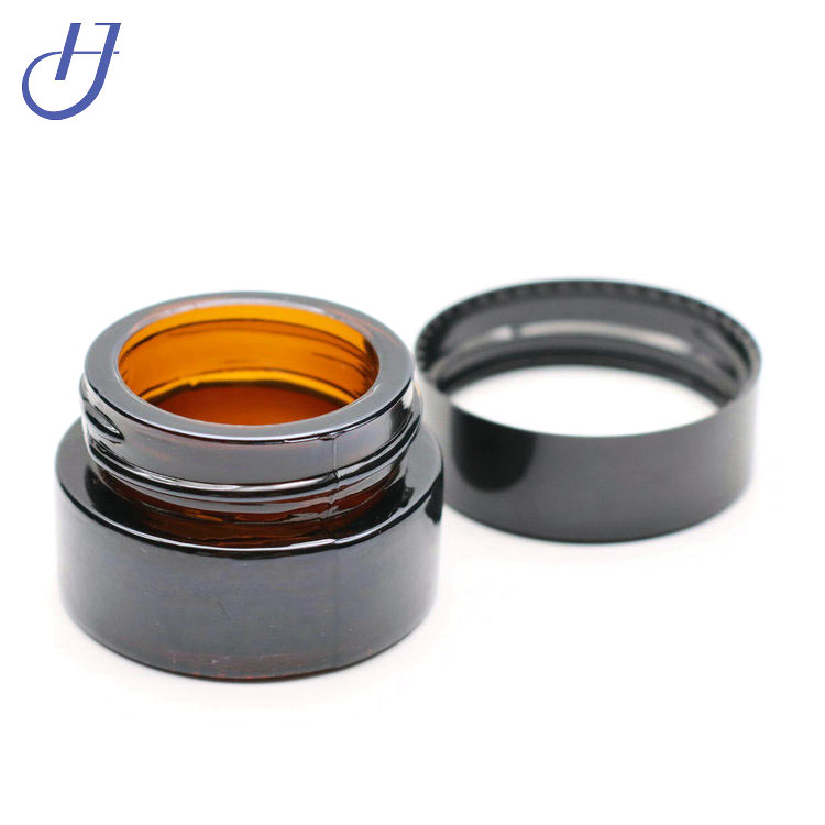 Amber Glass 5 ml 1/6 oz Small Thick Wall Round Jars Vials Pot Cosmetic Bottle Face Cream Containers With Black Lids