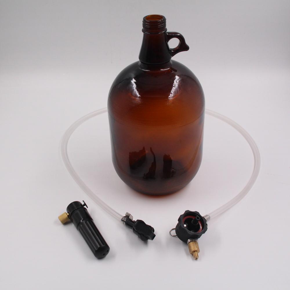 Amber Glass Beer Growler with plastic tap Wholesale Big Wine Bottles 4L liter