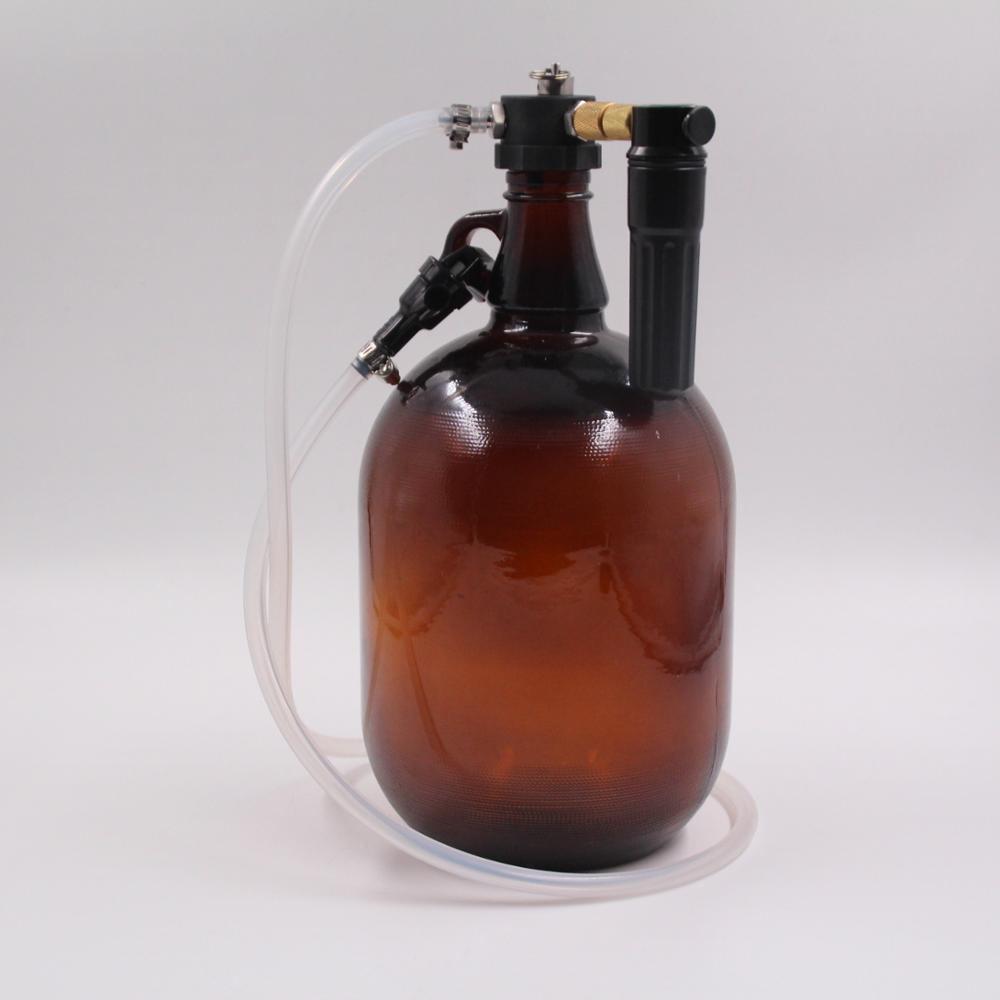 Amber Glass Beer Growler with plastic tap Wholesale Big Wine Bottles 4L liter