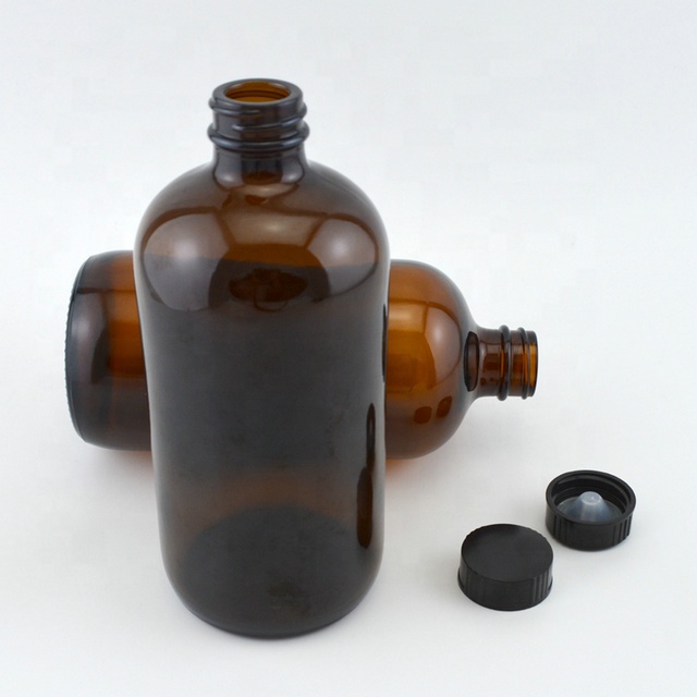 Amber Glass Bottle 1/2 oz 1oz 2oz 4oz 8oz 16oz 32oz Boston Round Essential Oil Bottles