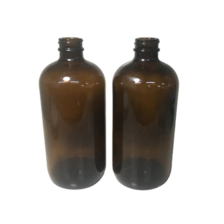 Amber Glass Bottle 16oz 32oz Boston Round Essential Oil Bottles