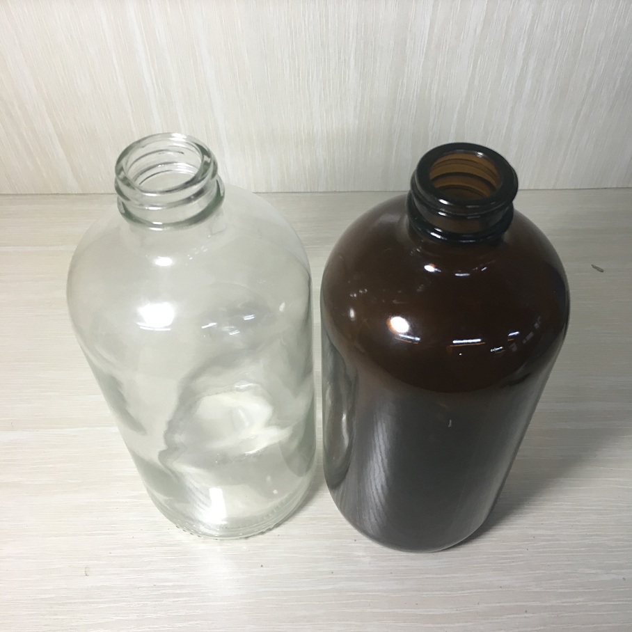 Amber Glass Bottle 16oz 32oz Boston Round Essential Oil Bottles