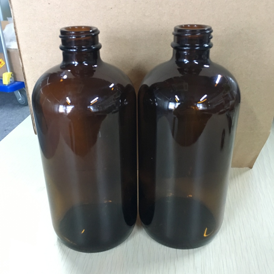 Amber Glass Bottle 16oz 32oz Boston Round Essential Oil Bottles