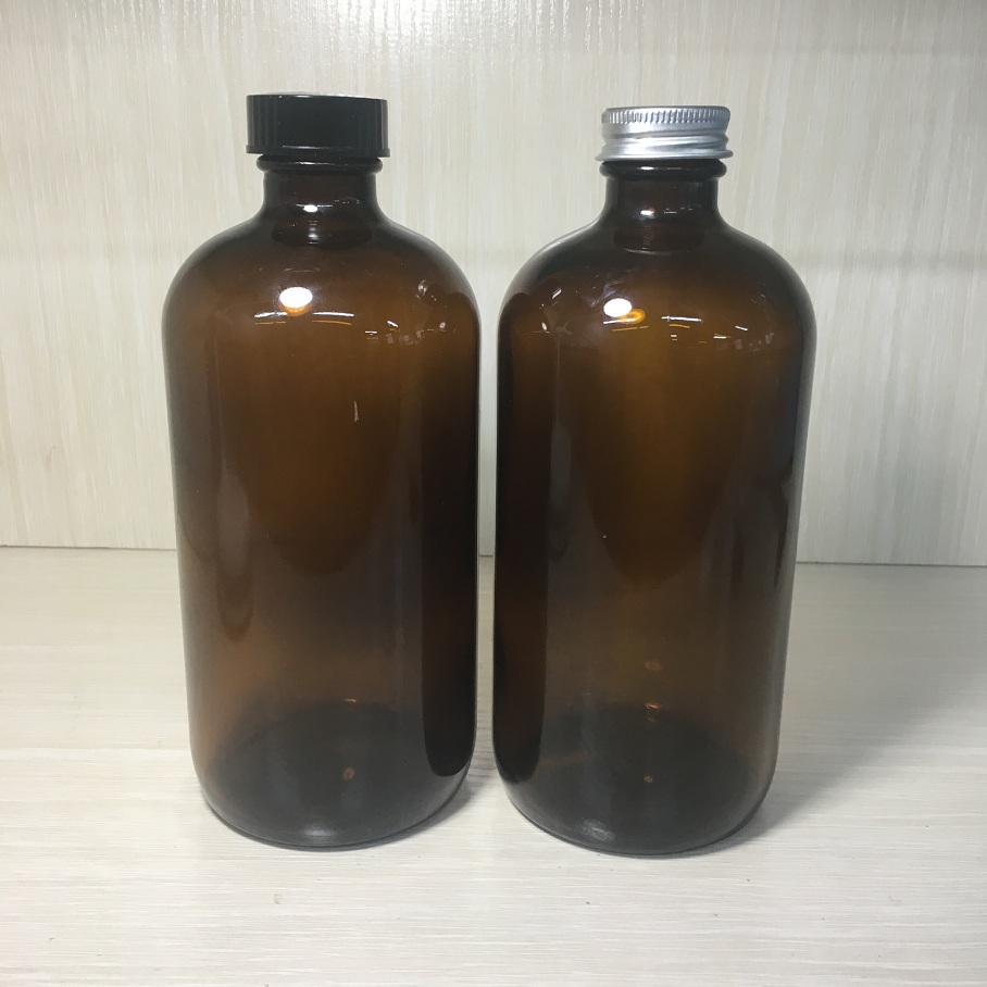 Amber Glass Bottle 16oz 32oz Boston Round Essential Oil Bottles