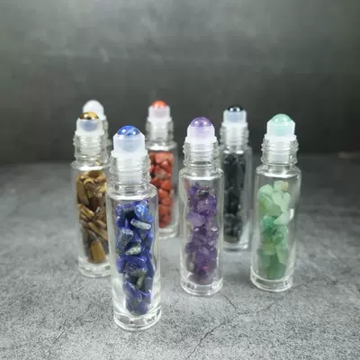 Amber Glass Essential Oil Amethyst Stone Roller Balls Bottles 10ml Empty