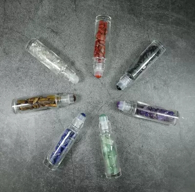 Amber Glass Essential Oil Amethyst Stone Roller Balls Bottles 10ml Empty