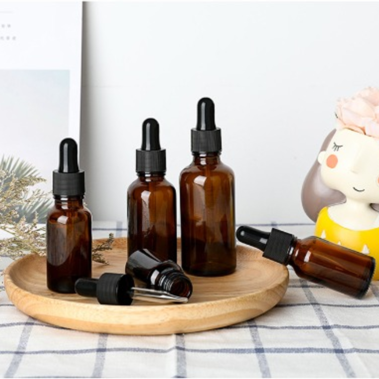 Amber Glass Essential Oil Aromatherapy Liquid Brown 5-50 Ml Drop for Refill Massage Pipette Bottles