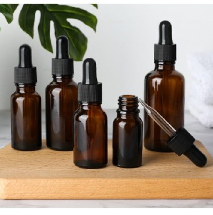 Amber Glass Essential Oil Aromatherapy Liquid Brown 5-50 Ml Drop for Refill Massage Pipette Bottles