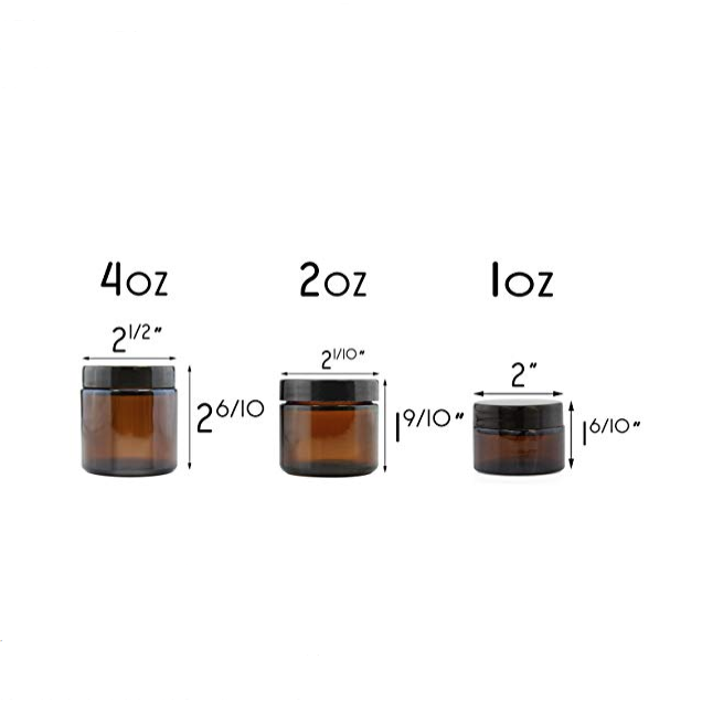 Amber Glass Jar 2 oz 60 ml with Black Lid