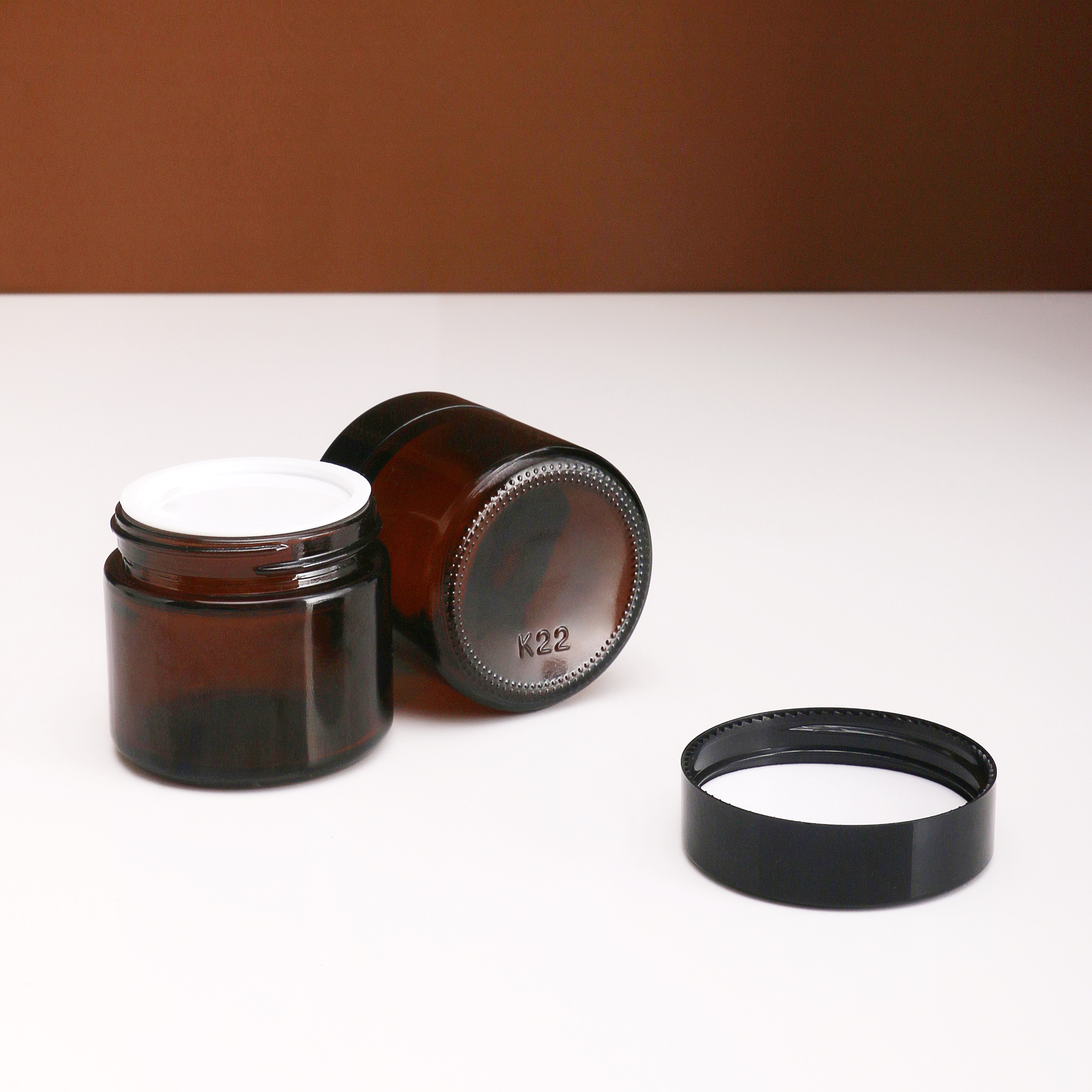 Amber Glass Jar 2 oz 60 ml with Black Lid