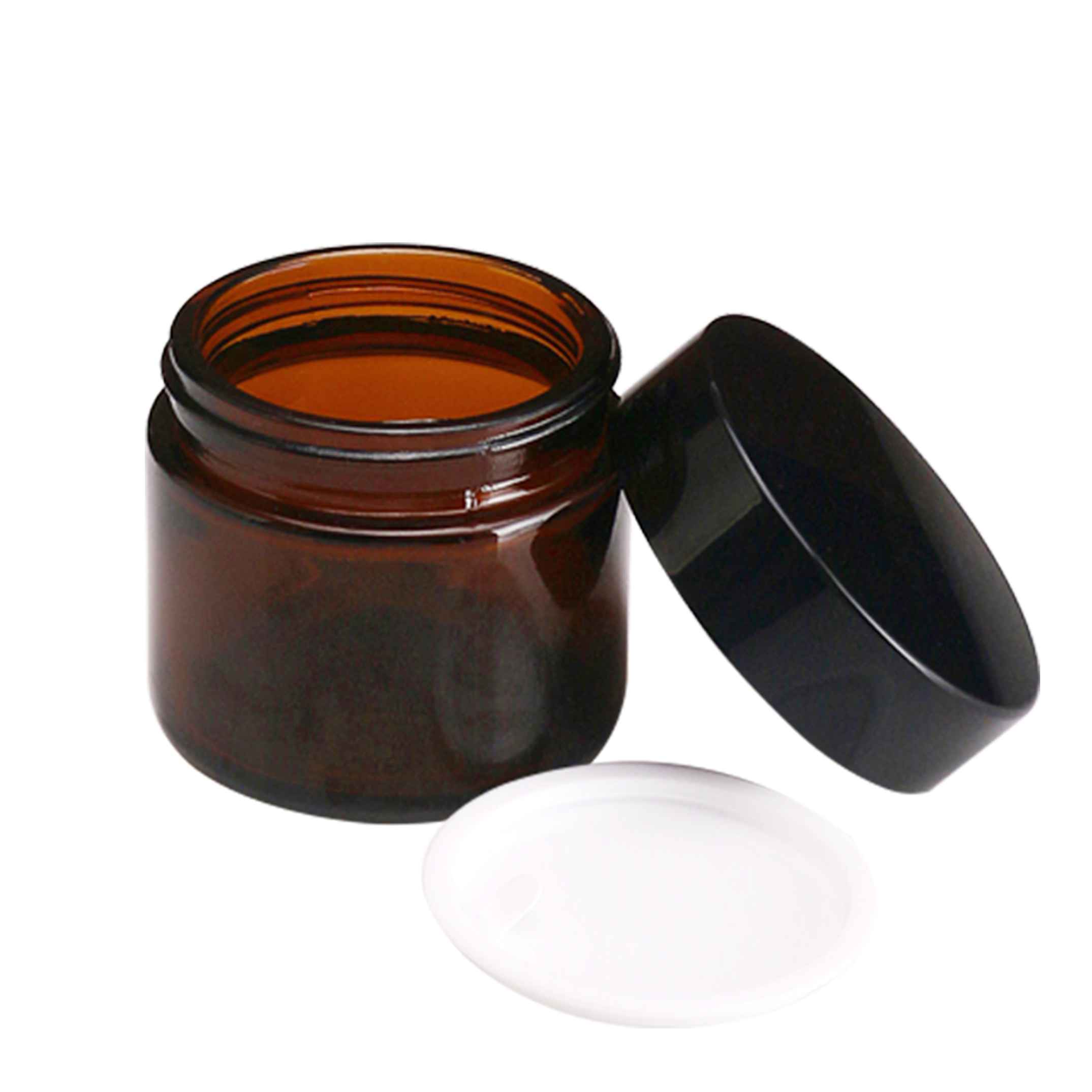 Amber Glass Jar 2 oz 60 ml with Black Lid