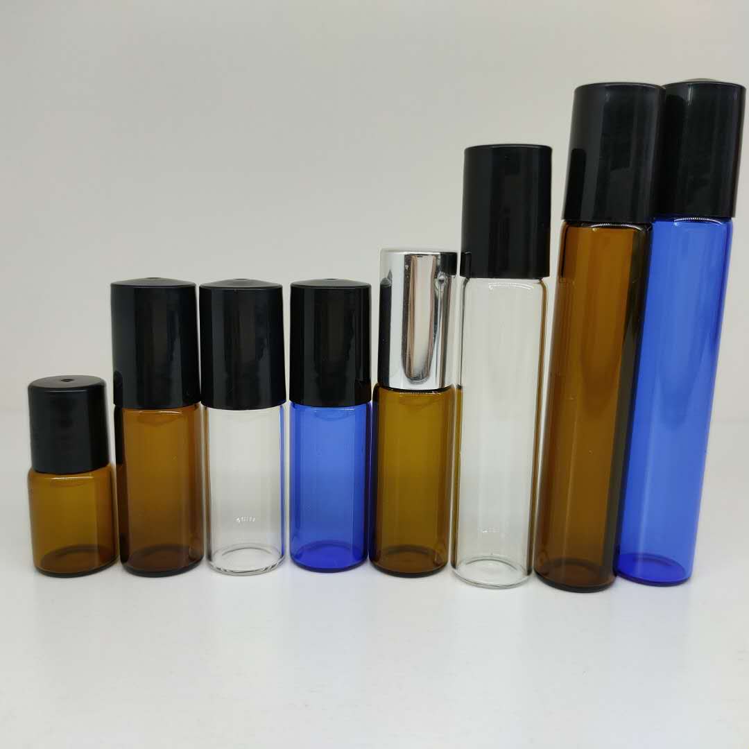 Amber Glass Roll-On Bottle With Steel ball and plastic Cap Essential Oil Roller Glass Bottle 1ml,2ml,3ml,5ml, 6ml,10ml