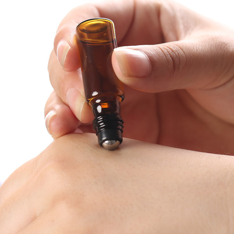 Amber Glass Roll-On Bottle With Steel ball and plastic Cap Essential Oil Roller Glass Bottle 1ml,2ml,3ml,5ml, 6ml,10ml