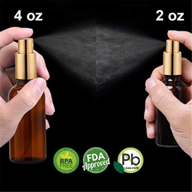 Amber Glass Spray Bottle 4oz for Cologne Perfume Essential Oils Refillable Fine Mist Spray