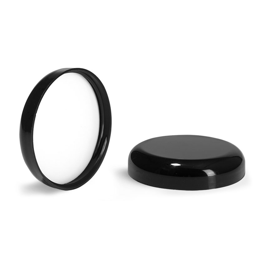 Amber Glass Straight Sided Jars with Black Smooth Lined Dome Caps 6 oz straight sided glass jars