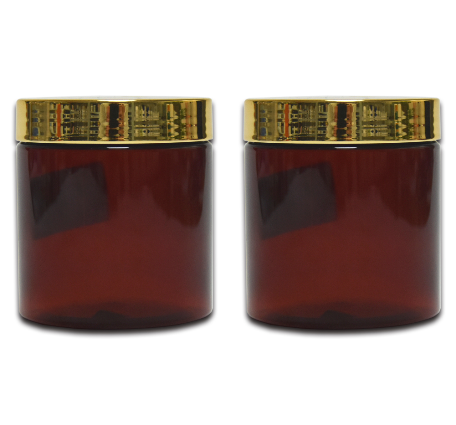 Amber Gold Lid Cosmetic Round Packaging Conditioner  Body Butter Plastic 220g Cream Jar