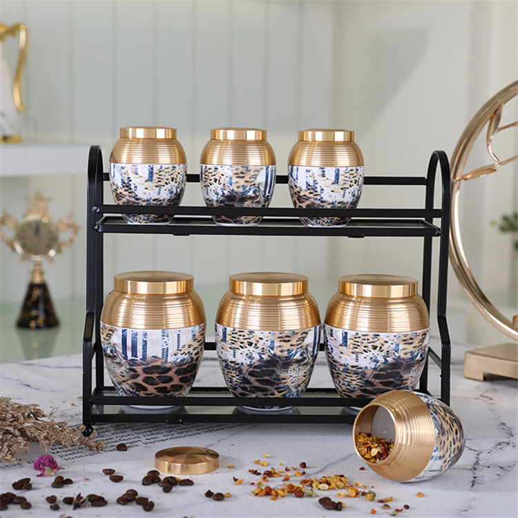 Amber High quality kitchen food vessel sugar jar coffee and tea porcelain container large ceramic canister set