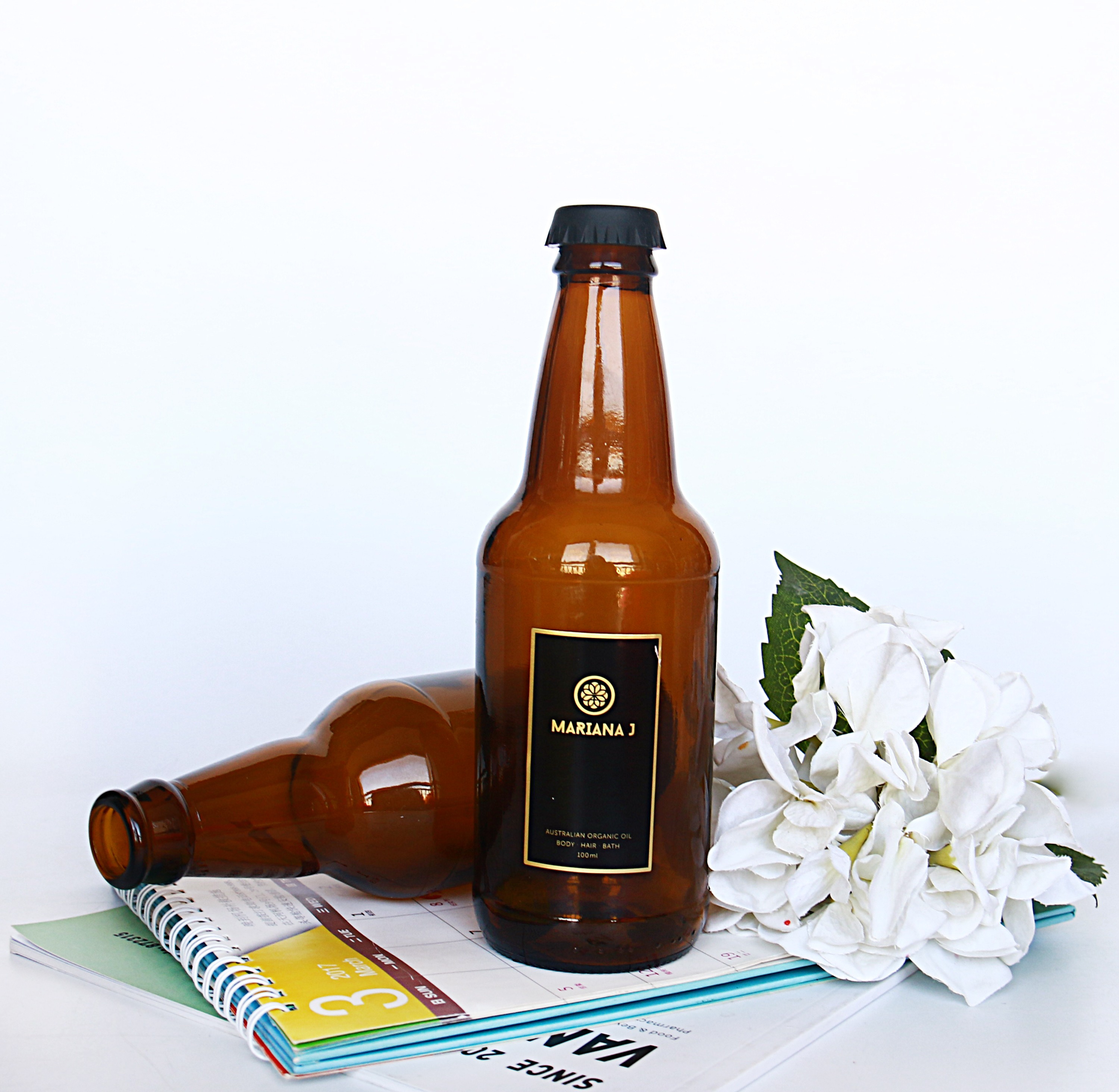 Amber Ice Ginger Cold Brew 330ml Glass Beer Bottle With Crown Lid