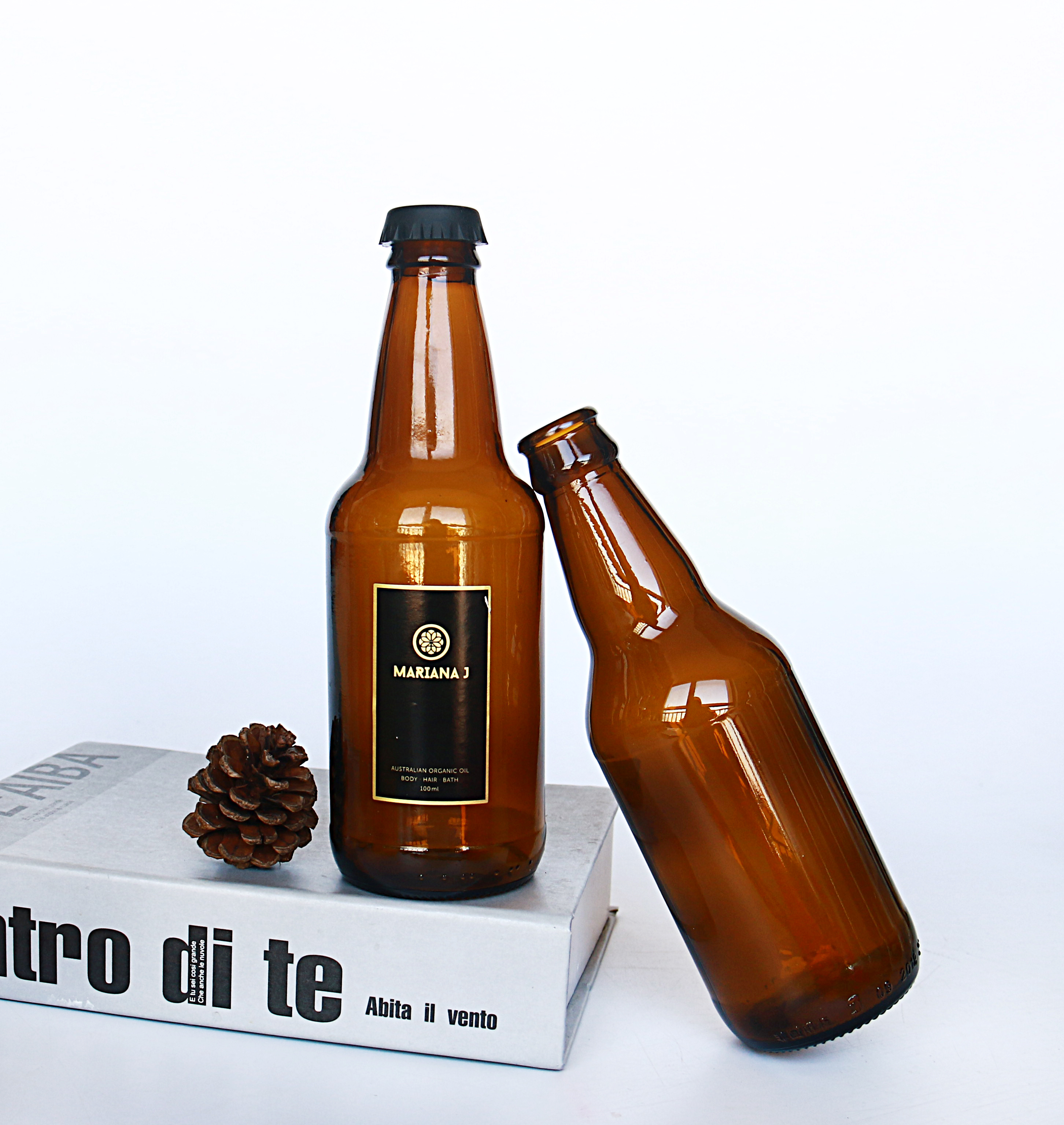 Amber Ice Ginger Cold Brew 330ml Glass Beer Bottle With Crown Lid