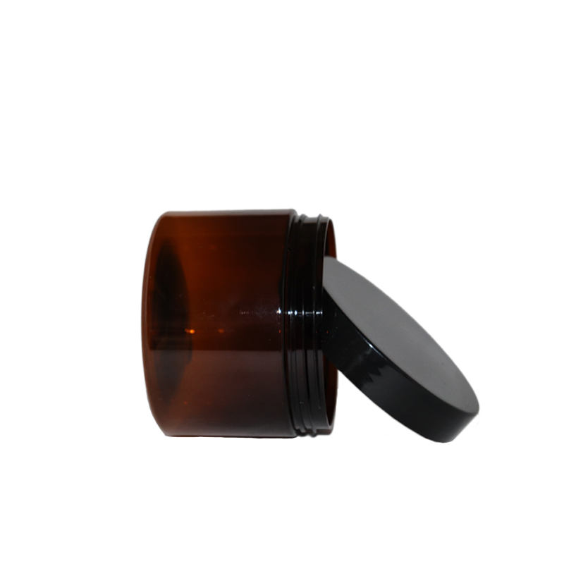 Amber PET plastic jar 2oz with black lid best cream container / 100ml pomade, hair clay pet jar frosted amber foundation Powder