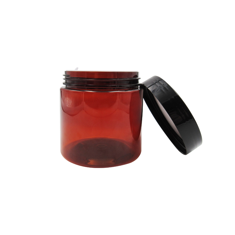 Amber PET wide mouth 250ml 350ml 400ml 500ml 60ml hair conditioner container black screw plastic lid plastic jars