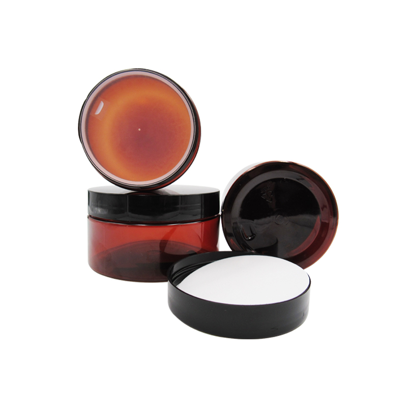 Amber PET wide mouth 250ml 350ml 400ml 500ml 60ml hair conditioner container black screw plastic lid plastic jars