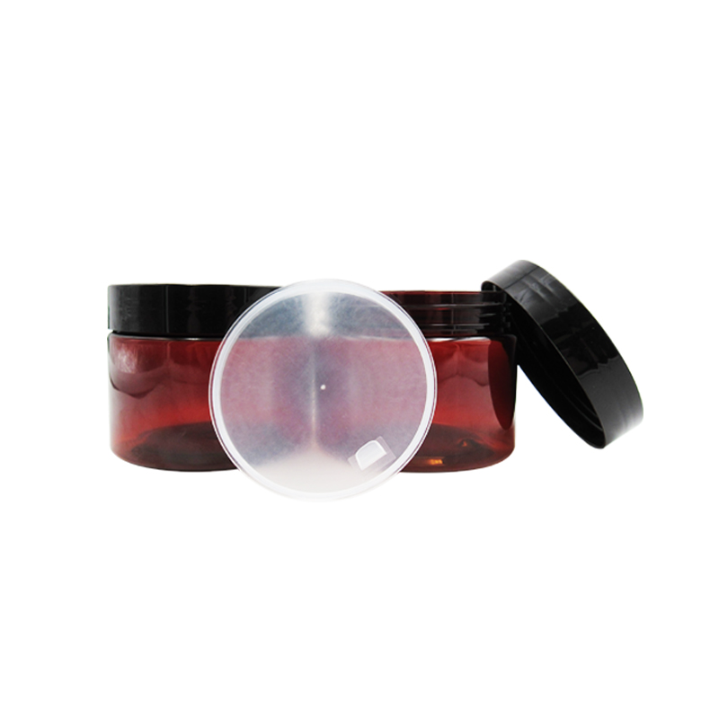 Amber PET wide mouth 250ml 350ml 400ml 500ml 60ml hair conditioner container black screw plastic lid plastic jars