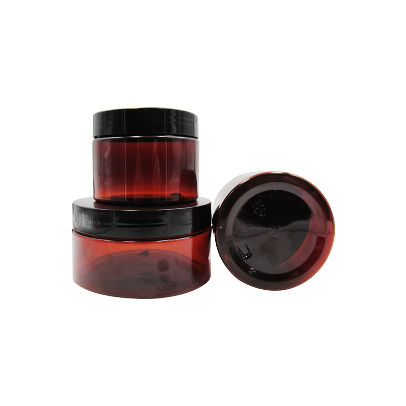 Amber PET wide mouth 250ml 350ml 400ml 500ml 60ml hair conditioner container black screw plastic lid plastic jars