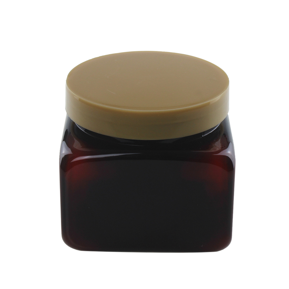 Amber PETJ90 Square Cream Jar, 500ml Large Capacity with Screw Cap