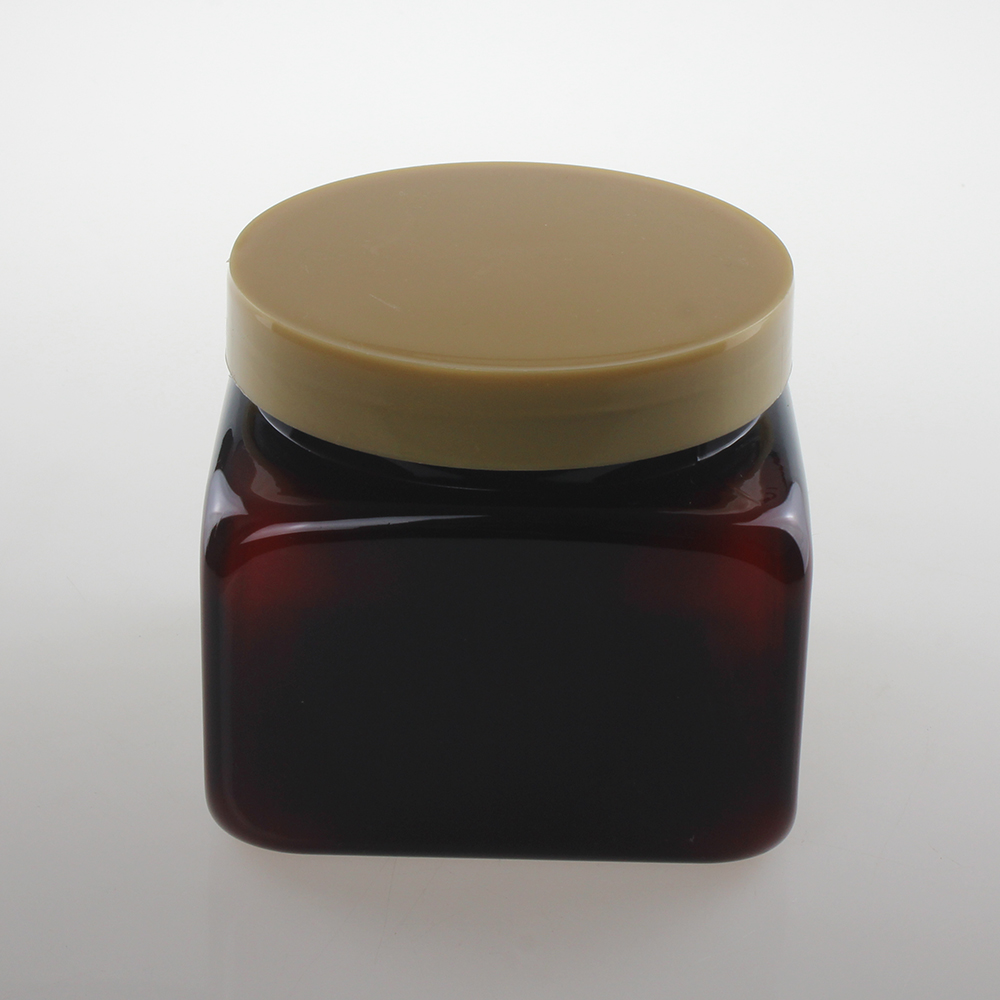 Amber PETJ90 Square Cream Jar, 500ml Large Capacity with Screw Cap