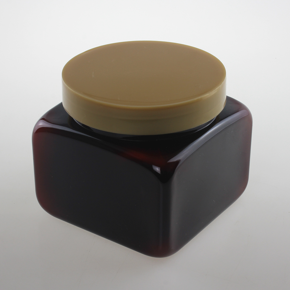 Amber PETJ90 Square Cream Jar, 500ml Large Capacity with Screw Cap