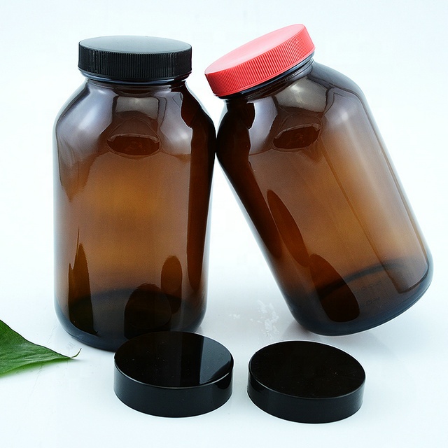 Amber Packers 100ml 150ml 250ml 300ml Brown Pharmacy Medicine Wide Mouth Glass Bottle with Metal Lids