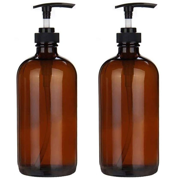 Amber Personal Care Boston Round Glass Lotion Pump Bottle