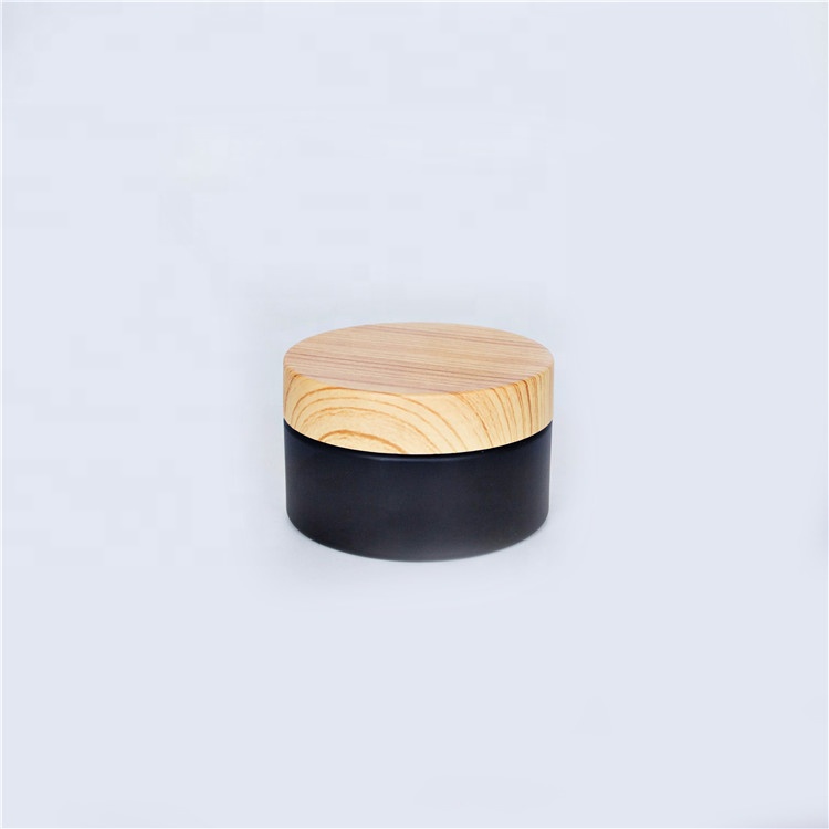 Amber Pet Aluminum Lids Empty Cosmetic Wide Mouth Cream Jar Bamboo Lid