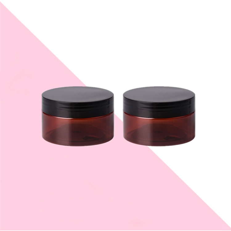 Amber Plastic Cosmetic Cream Jar Body Lotion Containers body butter PET jars 100ml 150ml 200ml