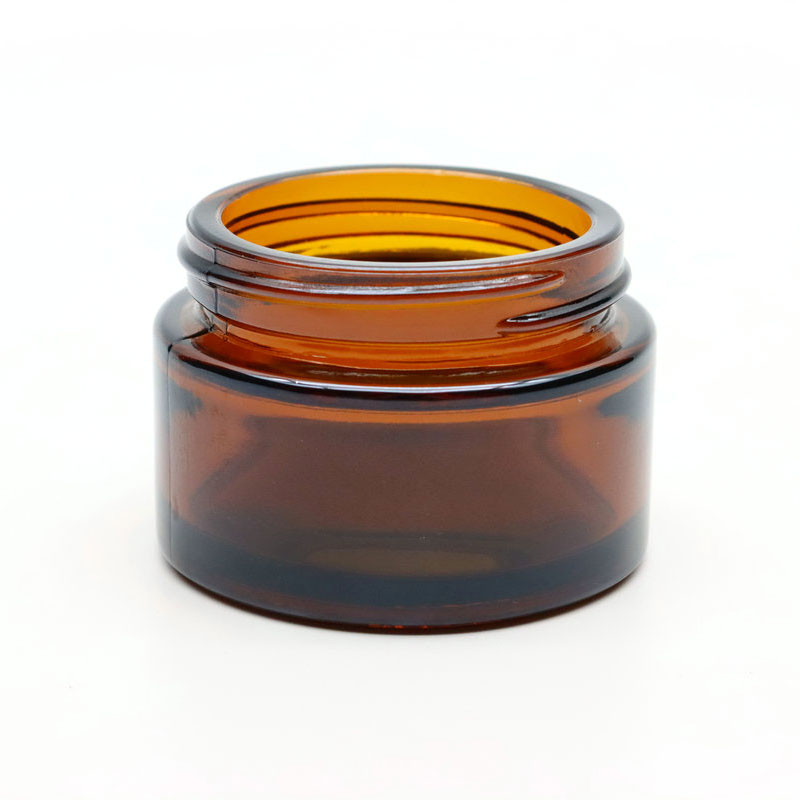 Amber Round Glass Jars Empty Cosmetic Containers Dark Brown Glass Makeup Jar with Inner Liners and Black Screw Lid