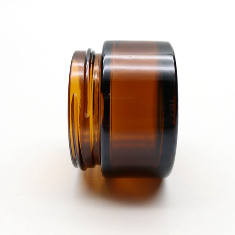 Amber Round Glass Jars Empty Cosmetic Containers Dark Brown Glass Makeup Jar with Inner Liners and Black Screw Lid