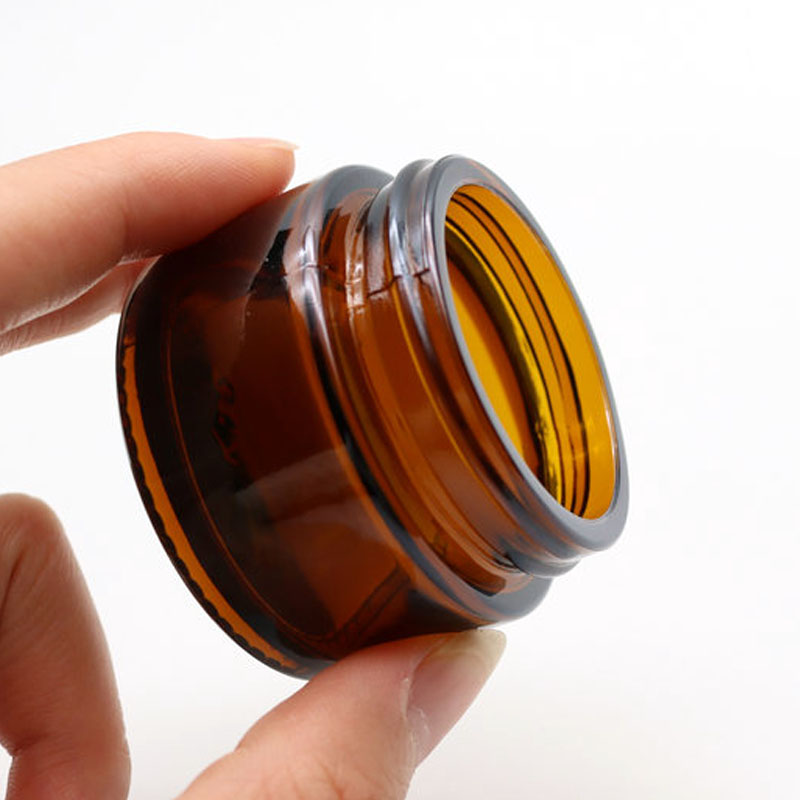 Amber Round Glass Jars Empty Cosmetic Containers Dark Brown Glass Makeup Jar with Inner Liners and Black Screw Lid