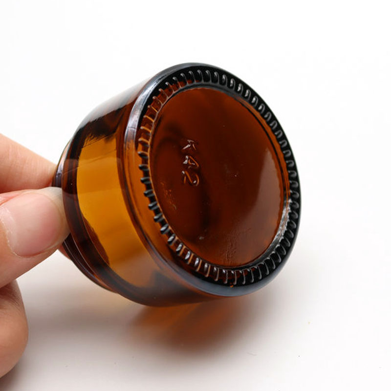 Amber Round Glass Jars Empty Cosmetic Containers Dark Brown Glass Makeup Jar with Inner Liners and Black Screw Lid