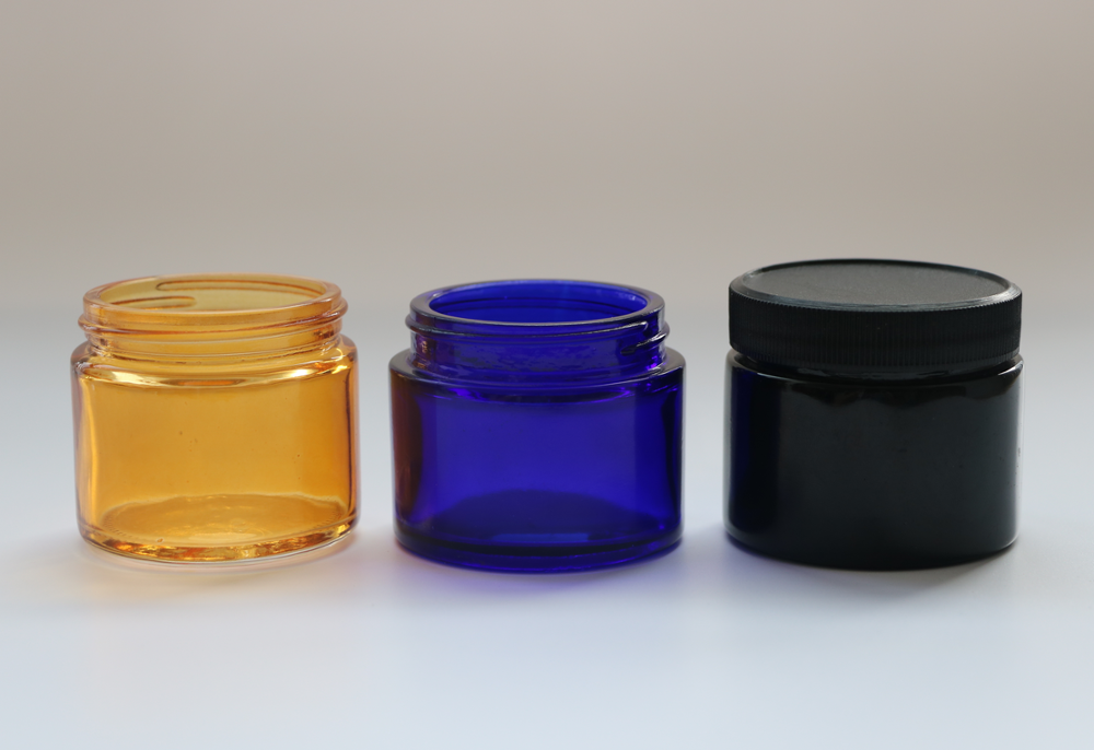 Amber UV glass jar 2oz 3oz 5oz Glass Jar perfume bottles Concentrate Container with Black Screw Cap