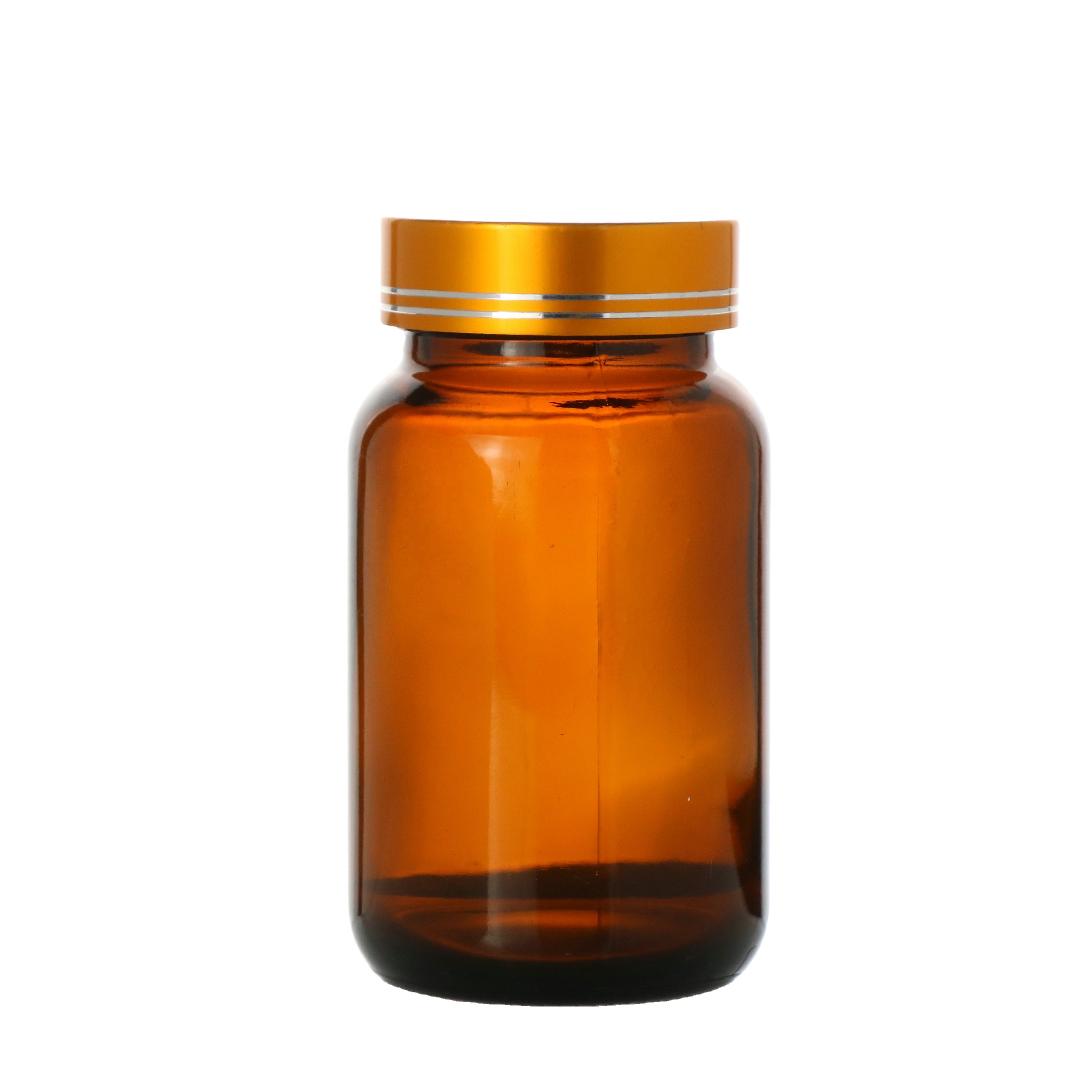 Amber Wide Mouth Glass Bottle Amber Pill Bottle Screw Cap Oral Liquid Bottle 50ml 100ml 200ml