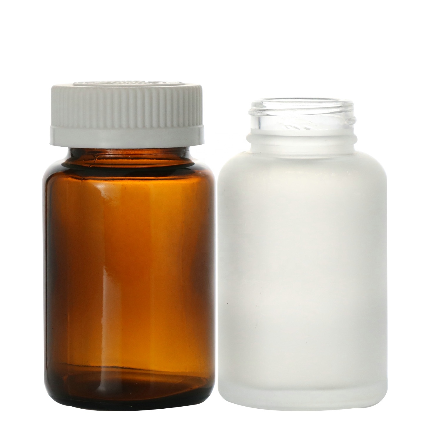 Amber Wide Mouth Glass Bottle Amber Pill Bottle Screw Cap Oral Liquid Bottle 50ml 100ml 200ml