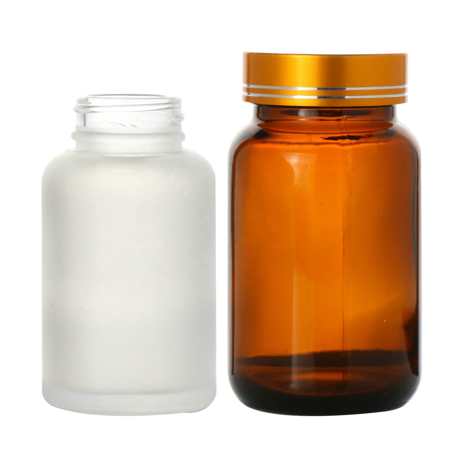 Amber Wide Mouth Glass Bottle Amber Pill Bottle Screw Cap Oral Liquid Bottle 50ml 100ml 200ml