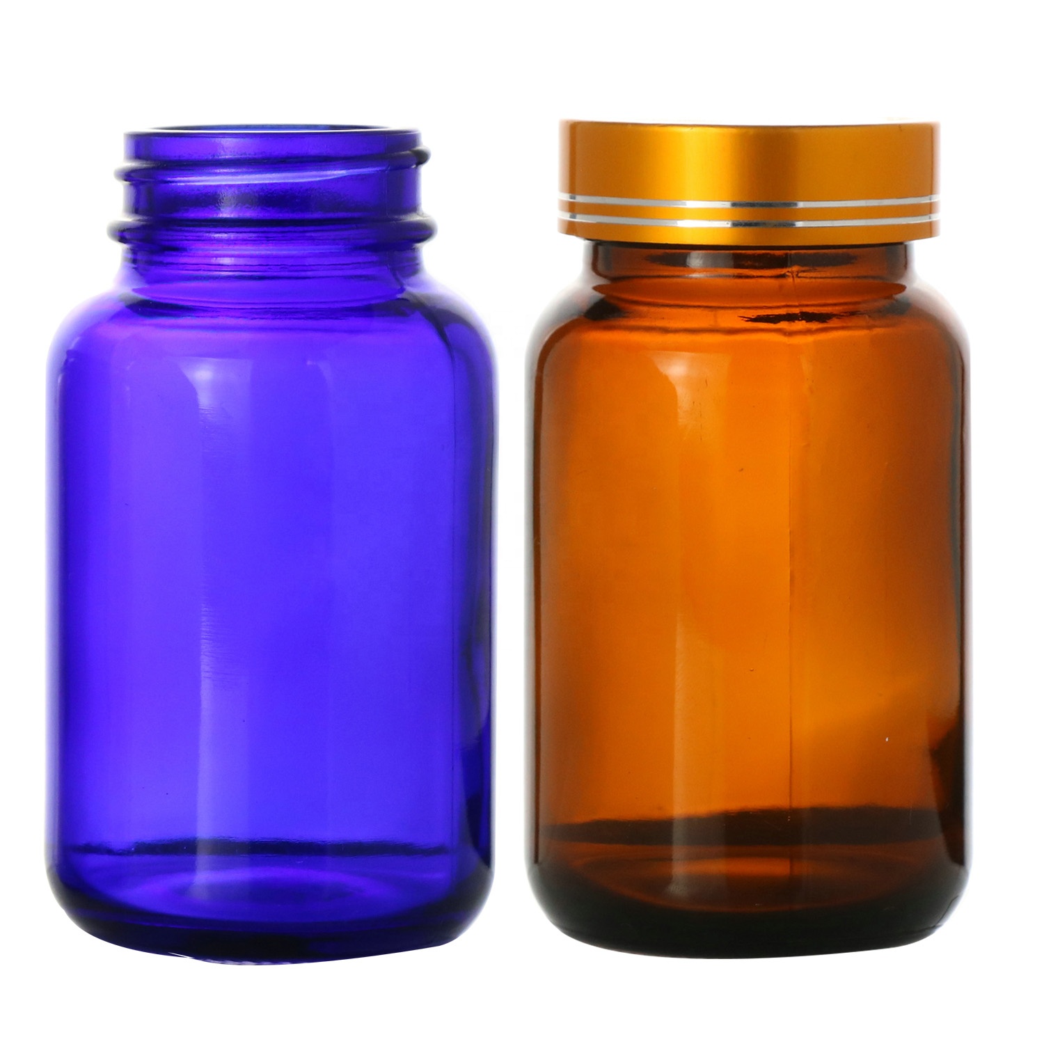 Amber Wide Mouth Glass Bottle Amber Pill Bottle Screw Cap Oral Liquid Bottle 50ml 100ml 200ml