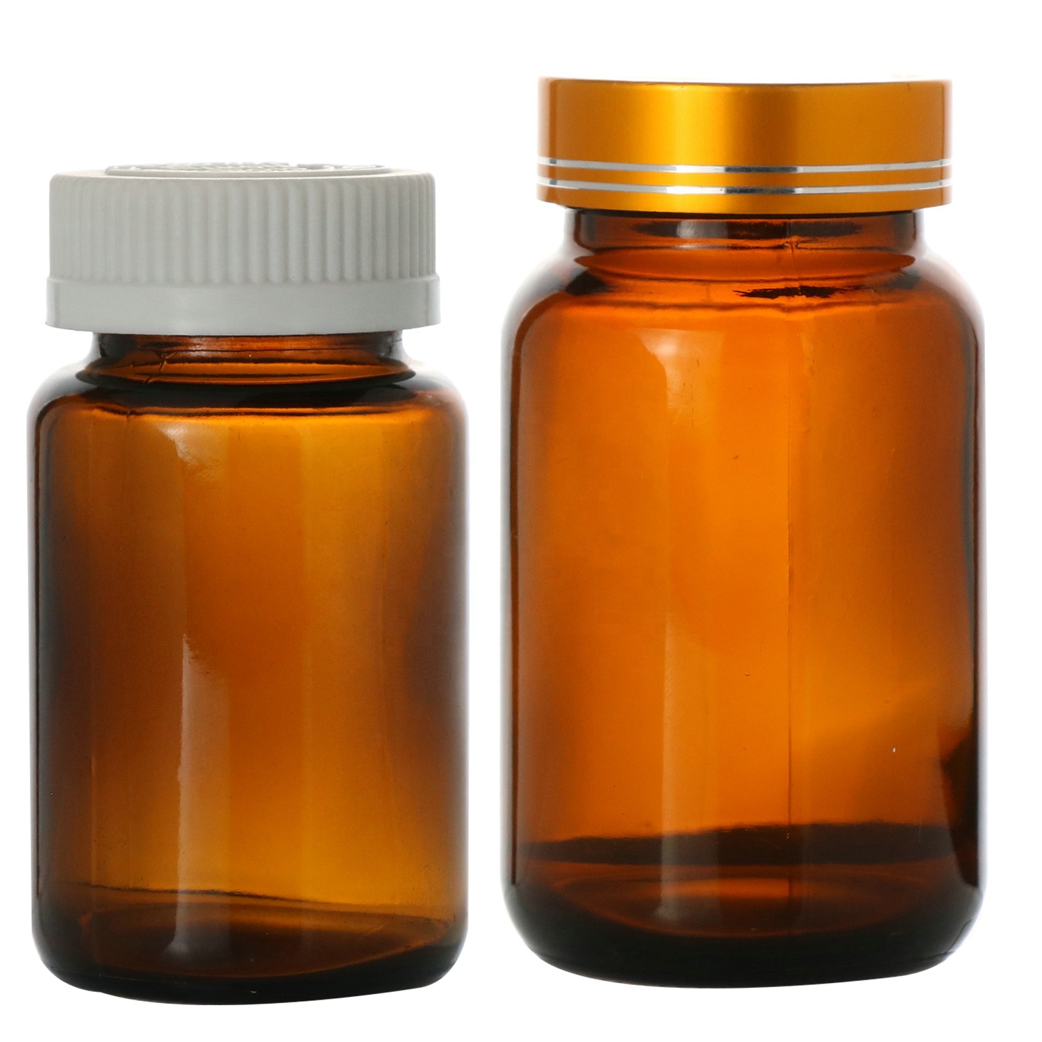Amber Wide Mouth Glass Bottle Amber Pill Bottle Screw Cap Oral Liquid Bottle 50ml 100ml 200ml