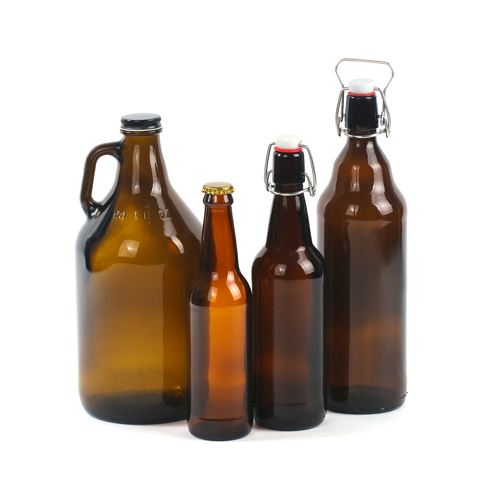 Amber beer glass bottle of 64oz glass growler