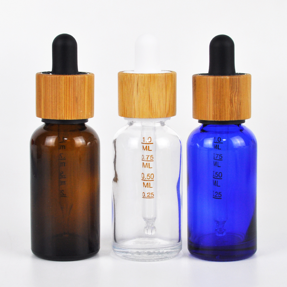 Amber blue essential oil glass scale graduation 1 oz 30ml dropper bottle with measurement markings