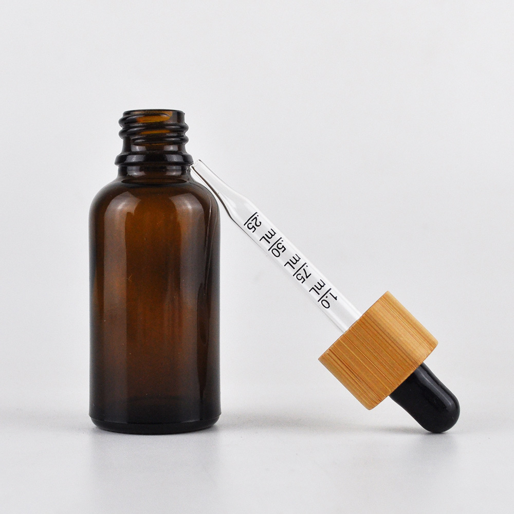 Amber blue essential oil glass scale graduation 1 oz 30ml dropper bottle with measurement markings