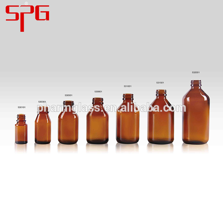 Amber blue green and clear glass bottle for cosmetic and pharmaceutical use